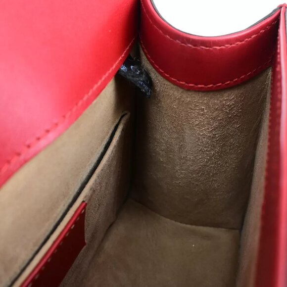 GUCCI Logo Mini Sylvie Sherry 2Way Shoulder Hand Bag Leather Red GHW 53RK113 - Picture 16 of 16